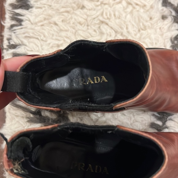 Vintage brown PRADA platform leather Y2K booties 37.5 boots - Picture 6 of 7